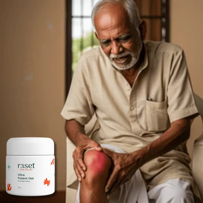 R3SET Ultra Potent Pain Relief Gel | 100% Natural Ingredients for Muscle, Joint, Back, Neck & Knee Pain | 2X Faster Action, Light Texture, No Side Effects, Safe for Daily Use - 100g