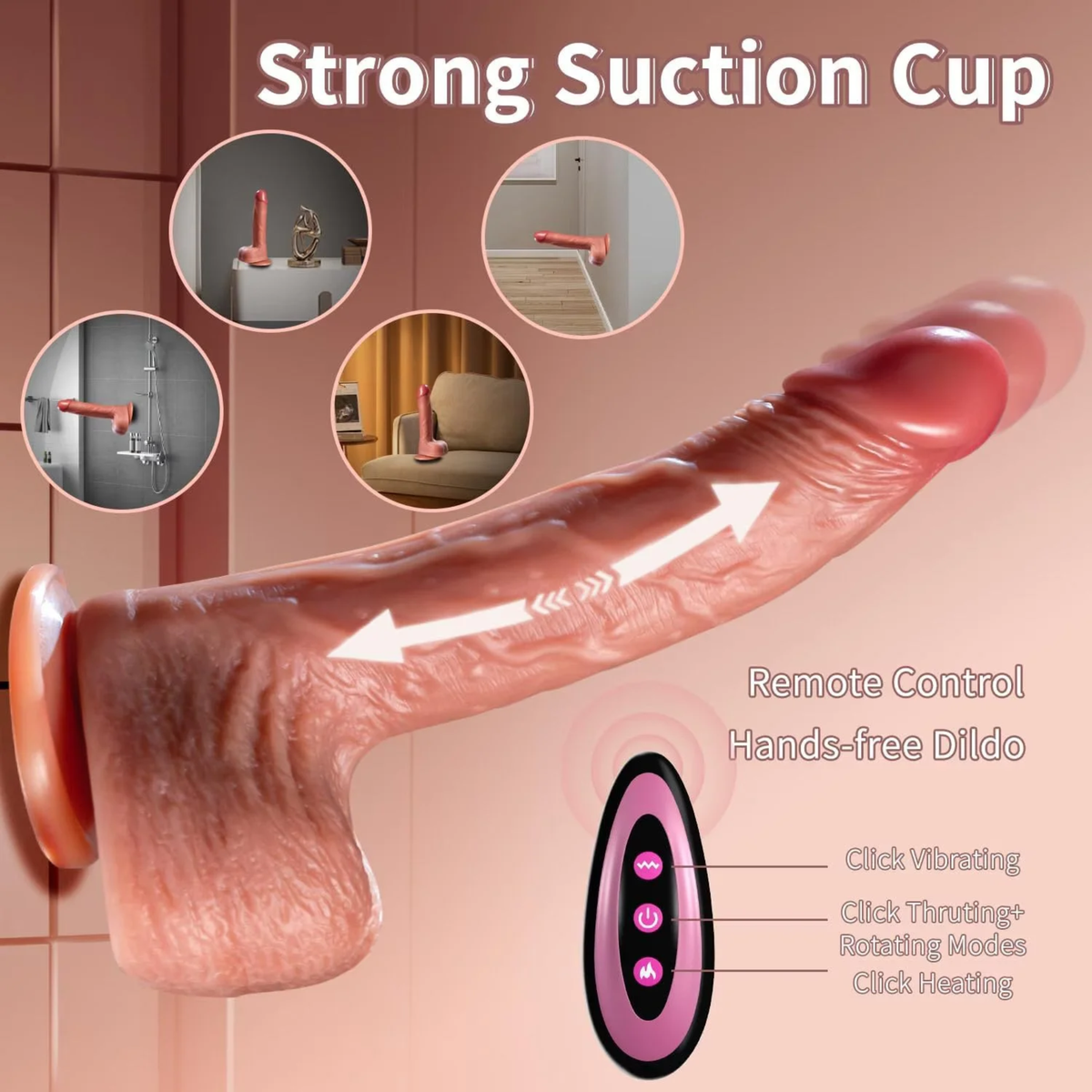Realistic Thrusting + Vibrating Dildo